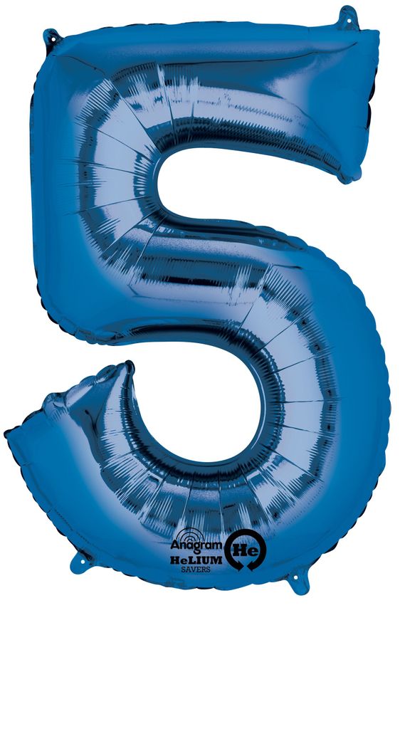 amscan® 9907284 Folienballon XXL Zahl 5 - blau Produktbild 