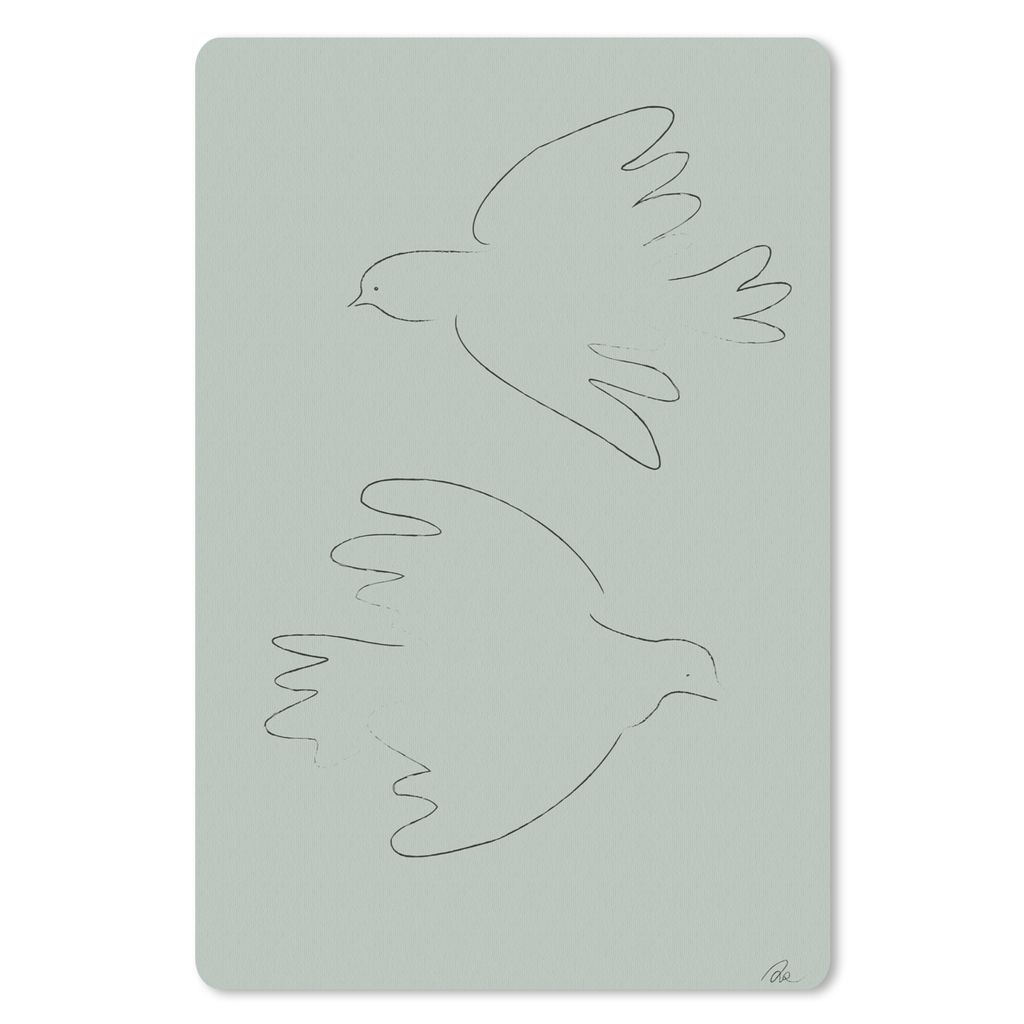 MuchoWow Mauspad Mousepad Tauben - Vögel - Grün - Tiere - Strichzeichnung 18x27 cm - Mousepads - Maus Mat - Pad - Mausunterlage