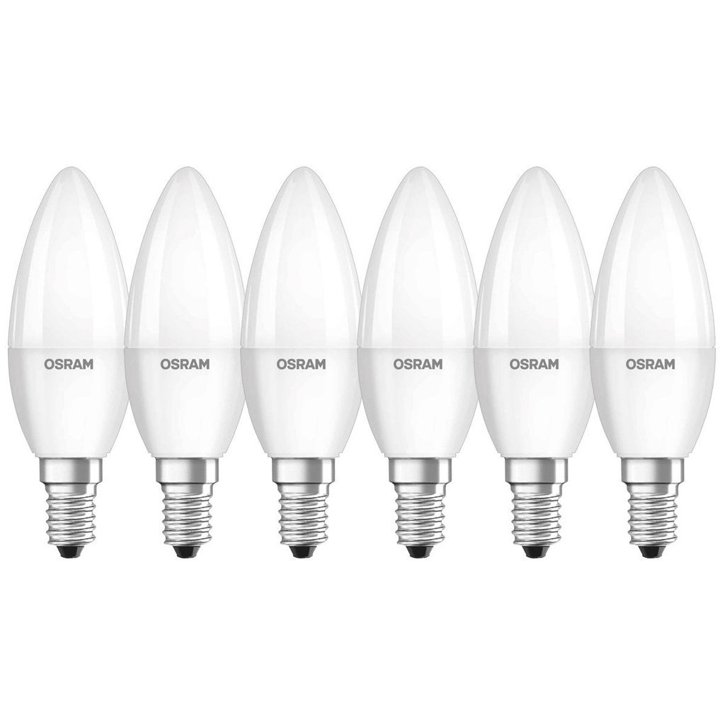 6 x Osram LED Leuchtmittel Star Classic Kerze 3,3W = 25W E14 matt 250lm warmweiß 2700K 180°