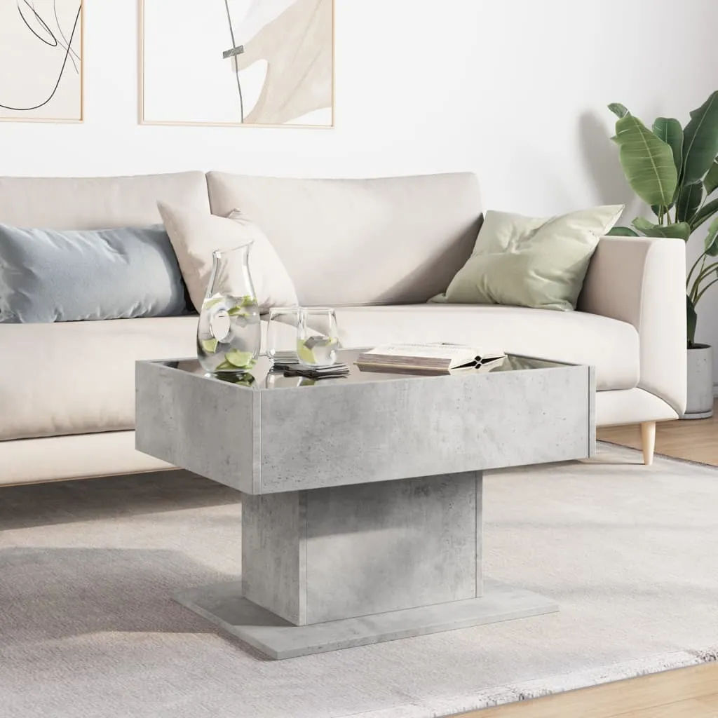vidaXL Tavolino LED grigio cemento 70x50x45 cm materiale a base di legno - 4