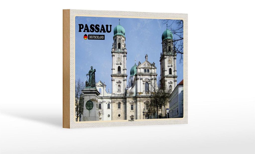 Holzschild Städte Passau Domplatz Architektur Dekoration 18x12 cm