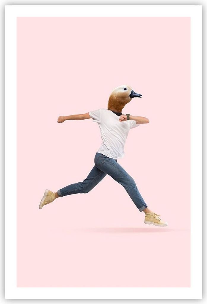 Poster - Poster ohne Rahmen - Anthropomorphisierung Mensch Ente - 61x91,5 cm - Wand Bild - Wanddeko - Wandbilder - Kunstposter - Wandposter - Bilde...
