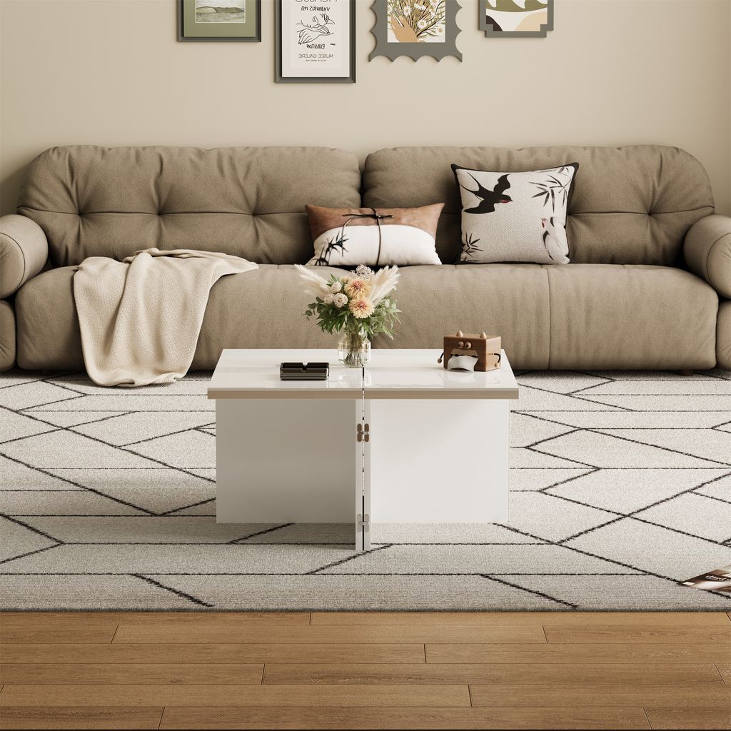 AIORBER Couchtisch, DIY-Couchtisch,Hochglanz-Tischplatte,Hochwertiges Material,Freie Kombination, Stabil,für Wohnzimmer,Schlafzimmer, 81x81x40cm, ...