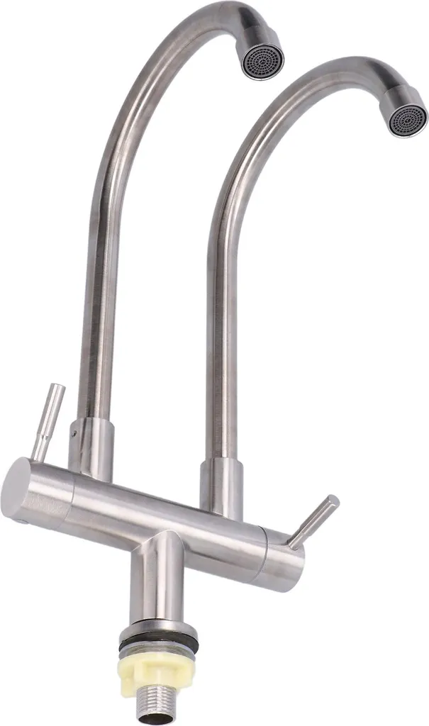 Robinet de cuisine pivotant 360° en acier inox 304 avec double sortie