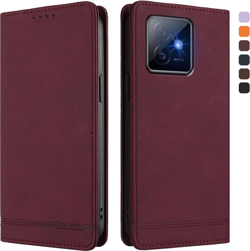 Hülle für Honor X60GT, Retro Kunstleder Ständer Klapphülle mit Kartenfächer und Magnetische Rot
