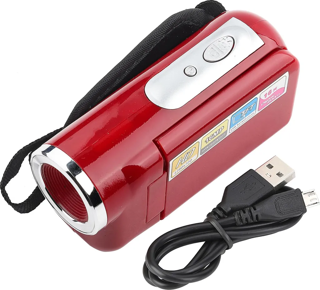 Caméra vidéo enfant HD rouge pour vacances, caméscope de voyage écran LCD
