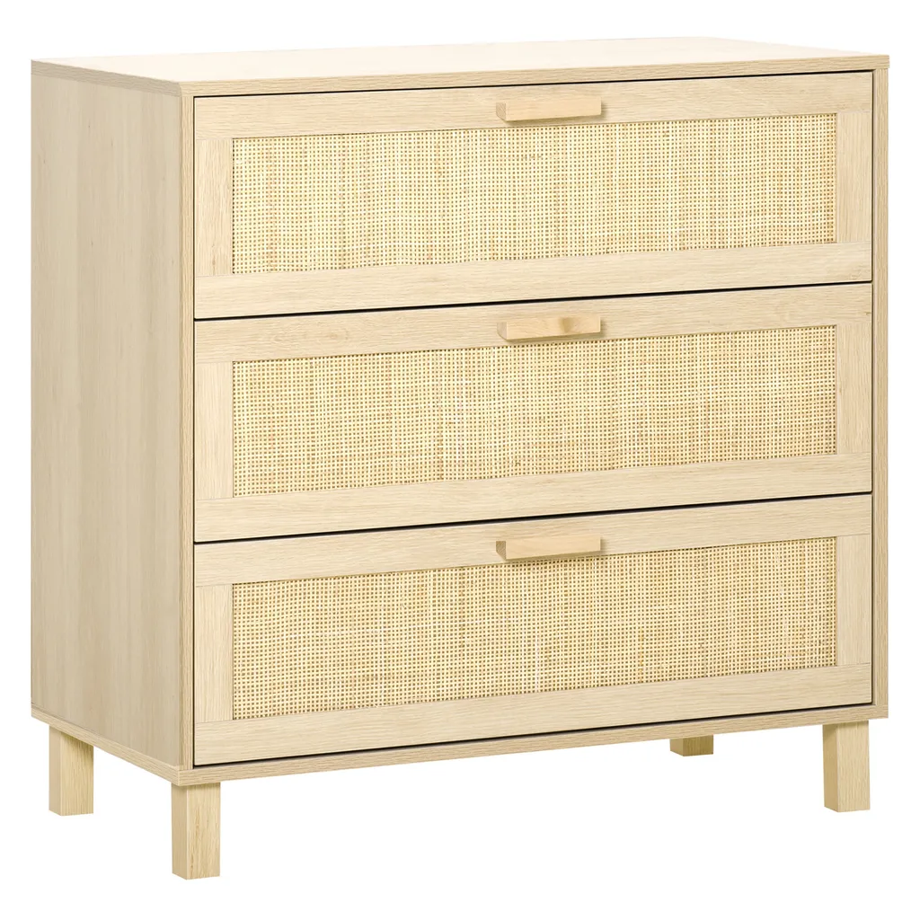 Gagnez de la Place avec cette Commode Compacte en Rotin et Bois 80x40cm