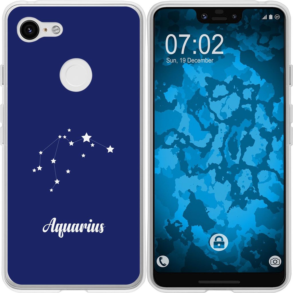 PhoneNatic Case kompatibel mit Google Pixel 3 XL Silikon-Hülle SternzeichenAquarius M10