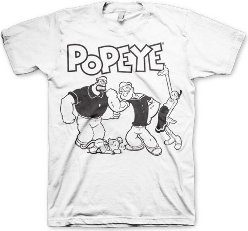 Popeye Group T-Shirt - Small - White