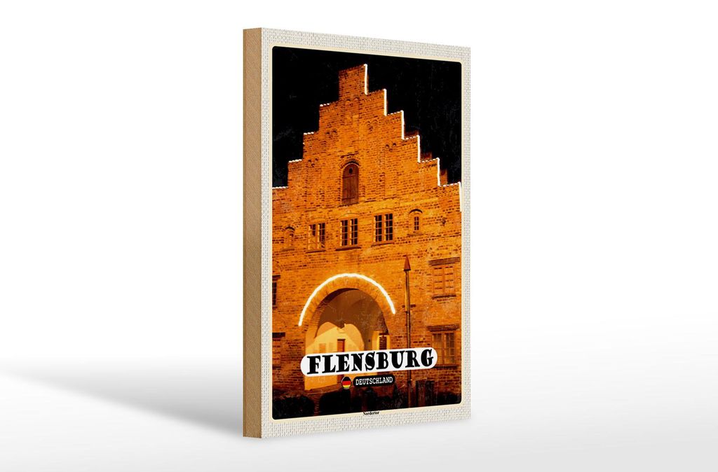 Holzschild Städte Flensburg Nordertor Architektur 20x30cm