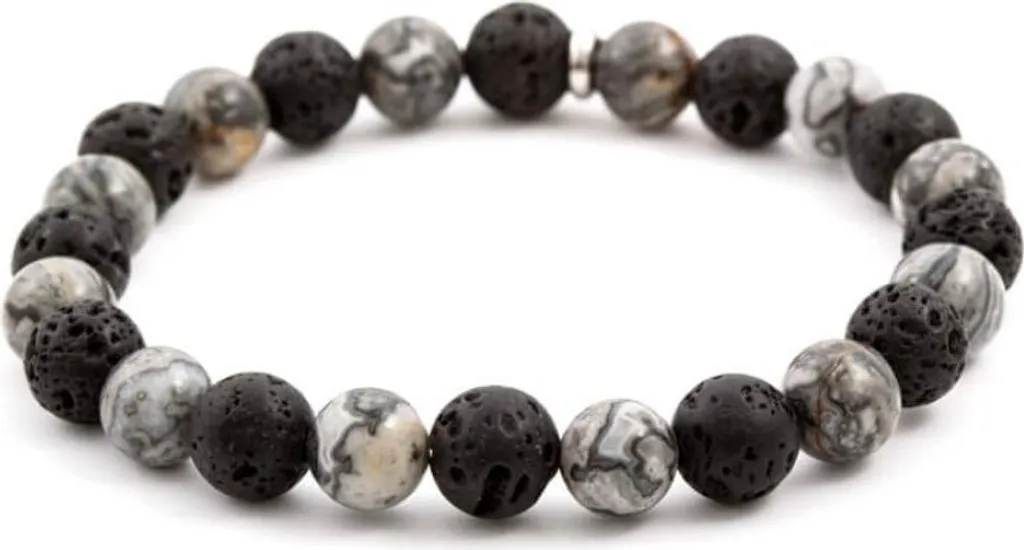 Bracelet bien-être en jaspe et pierre de lave 17 cm pour la lithothérapie