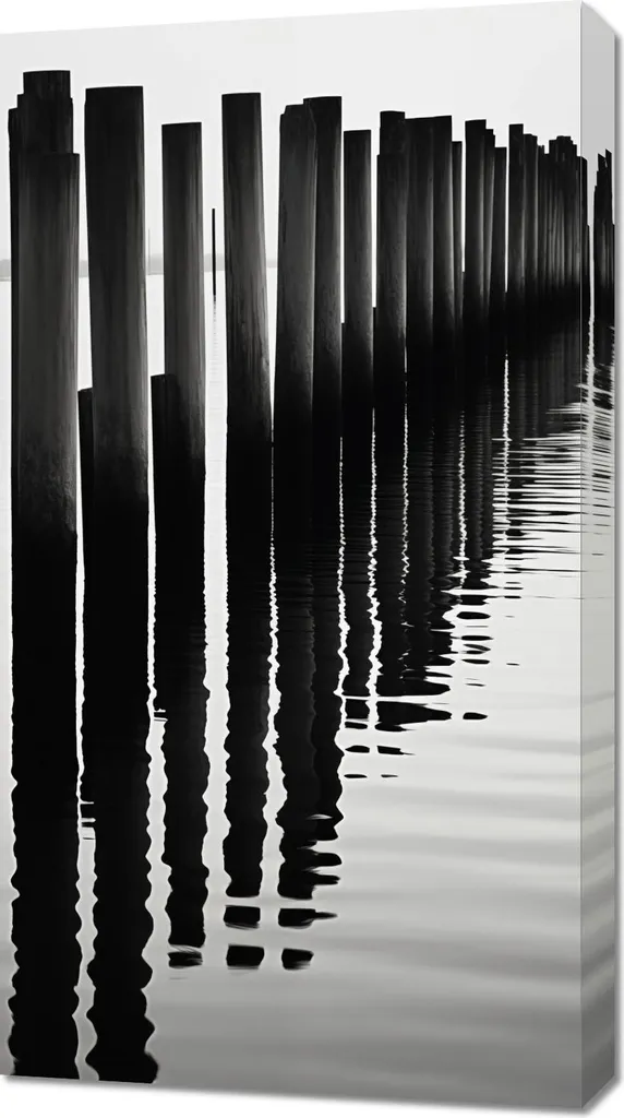 Tableau Déco Zen 50x90cm - Image Rythme de l'eau et du bois pour Bureau