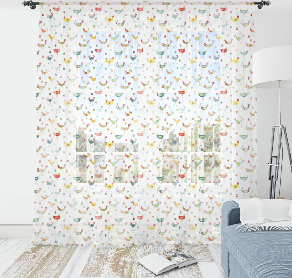 Tappeto da Parete Moderno Galline Colorate ABAKUHAUS 210x274 cm Giallo