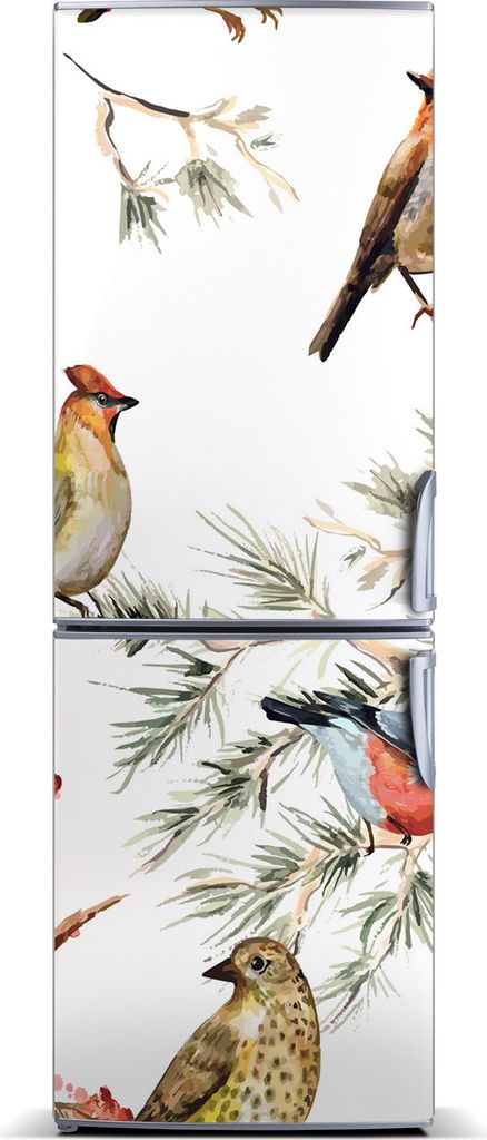 Tulup Kühlschrankdekoration - Magnetmatte - 70 cm x 190 cm - Magnet auf dem Kühlschrank - Vögel Und Koniferen