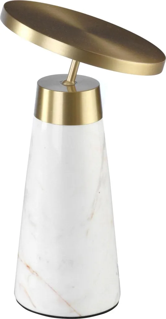 Lampe à poser marbre blanc et acier doré 8034 au design minimaliste