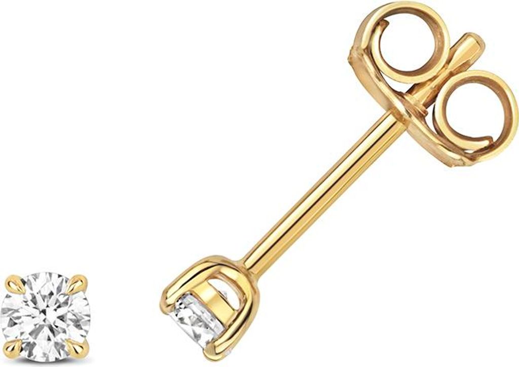 Funkelndes Feuer 18 Karat (750) Gold Damen - Diamant Paar Ohrstecker Brillant-Schliff 0.20 Karat H - SI2; TRS3465518KY