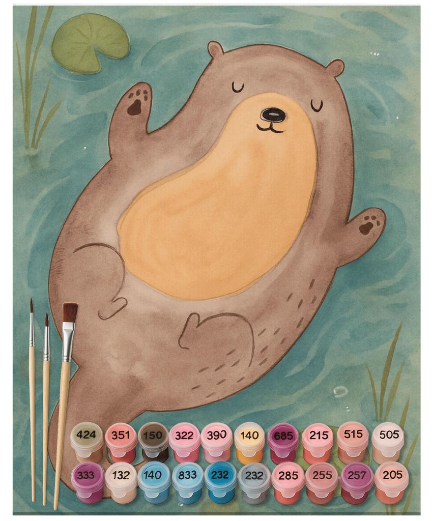 Mr. & Mrs. Panda Malen nach Zahlen Otter Umarmen Design 40 x 50 cm Ohne Rahmen - Weiß - Geschenk, kreativ set, Bild, gut Gelaunt, glücklich, diy,...