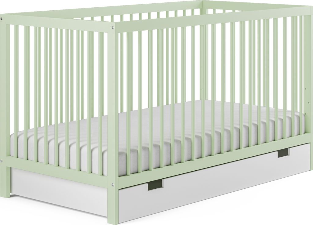 Babybett mit Schublade und Matratze Kinderbett Gitterbett 60x120 & 70x140 cm höhenverstellbar & herausnehmbare Sprossen | 70x140 cm Buchenholz gr...