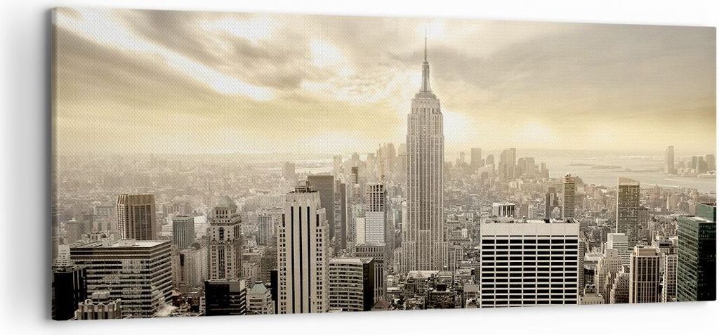 Bild auf Leinwand - Leinwandbild - Stadt Wolkenkratzer Manhattan New York - 120x50cm - Wand Bild - Wanddeko - Leinwanddruck - Bilder - Kunstdruck -...