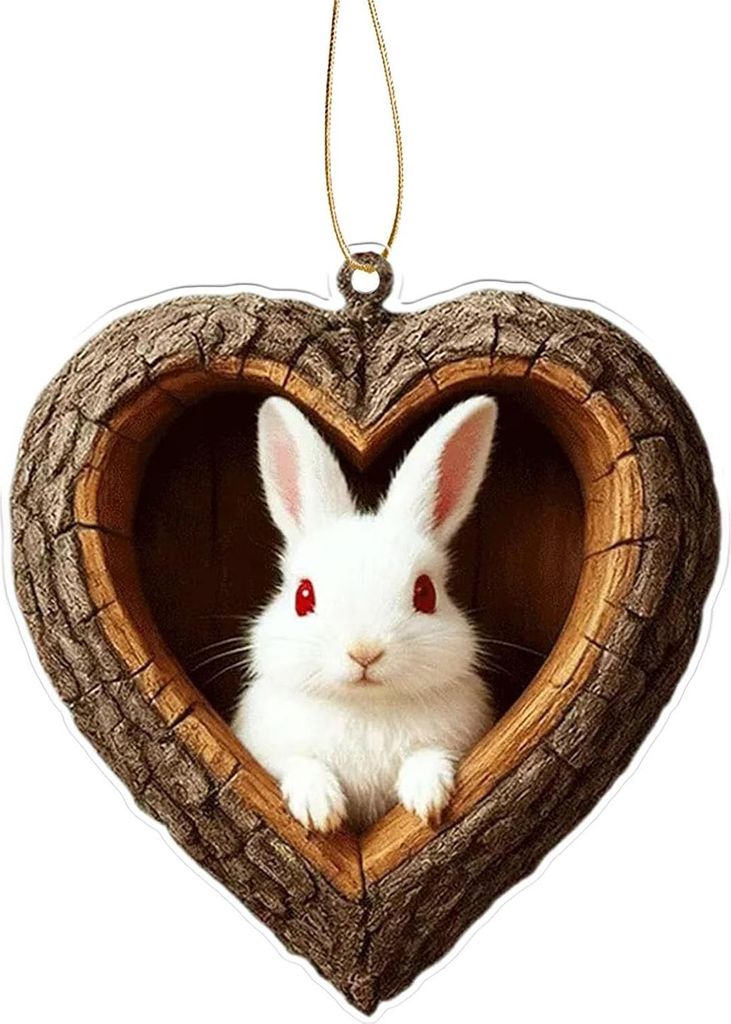 Herzförmiger Tier-Weihnachtsbaumschmuck, 2D-Acryl-Waldtier-Dekoration, Waldtier-Anhänger für den Weihnachtsbaum, Geschenk für Tierliebhaber
