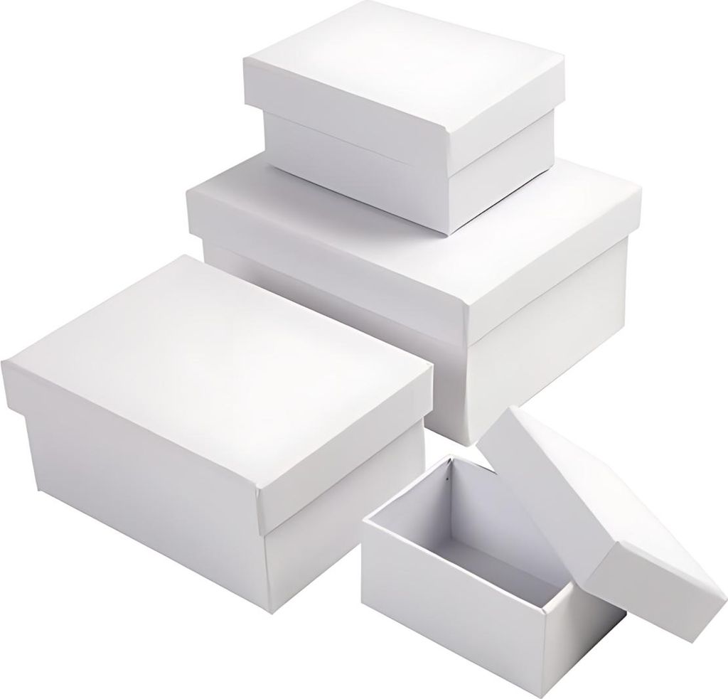Creativ 264050 Rechteckige Mehrzweck-Geschenkboxen, geeignet für Kunsthandwerk, Weiß, 4 verschiedene Größen
