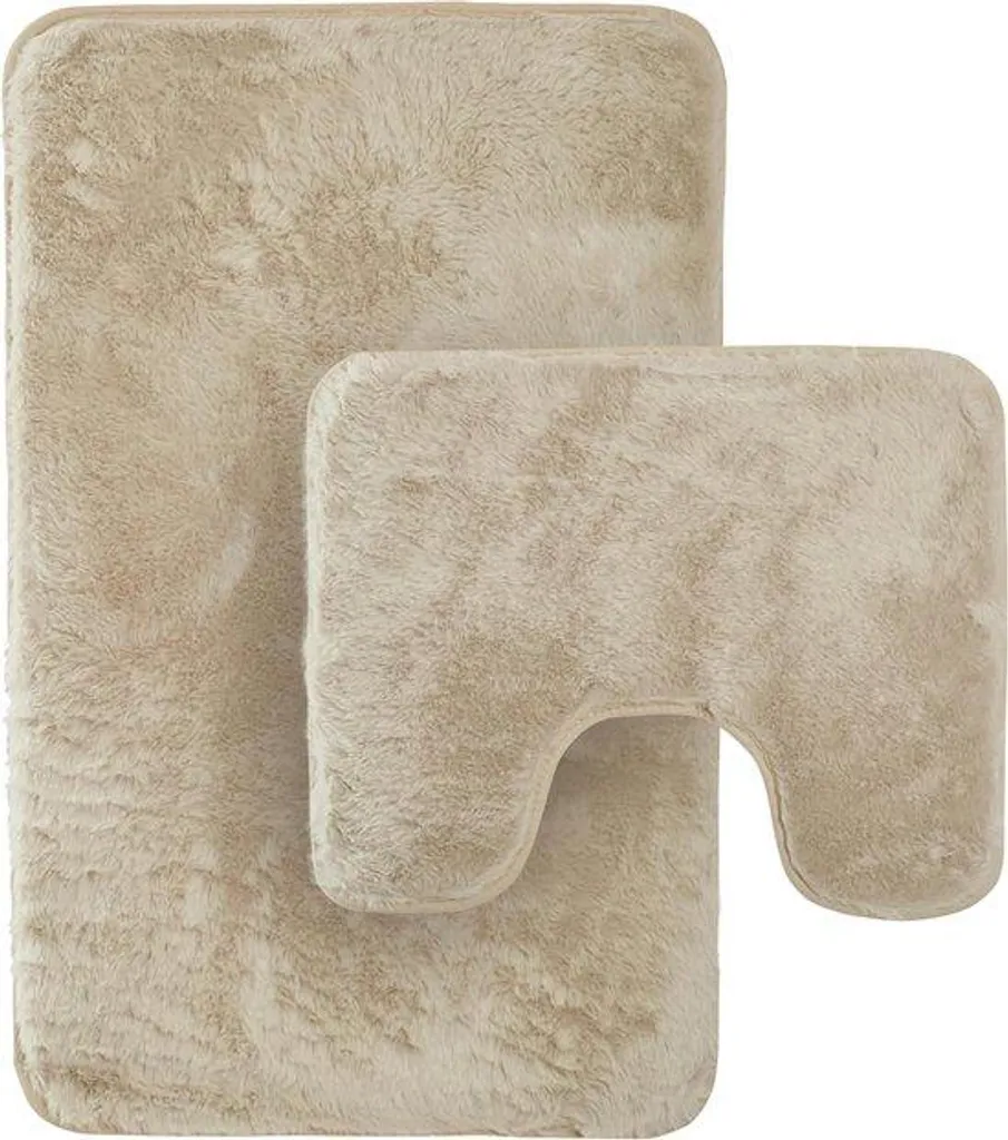 Ensemble tapis de bain 2 pièces en peluche douce gris anthracite