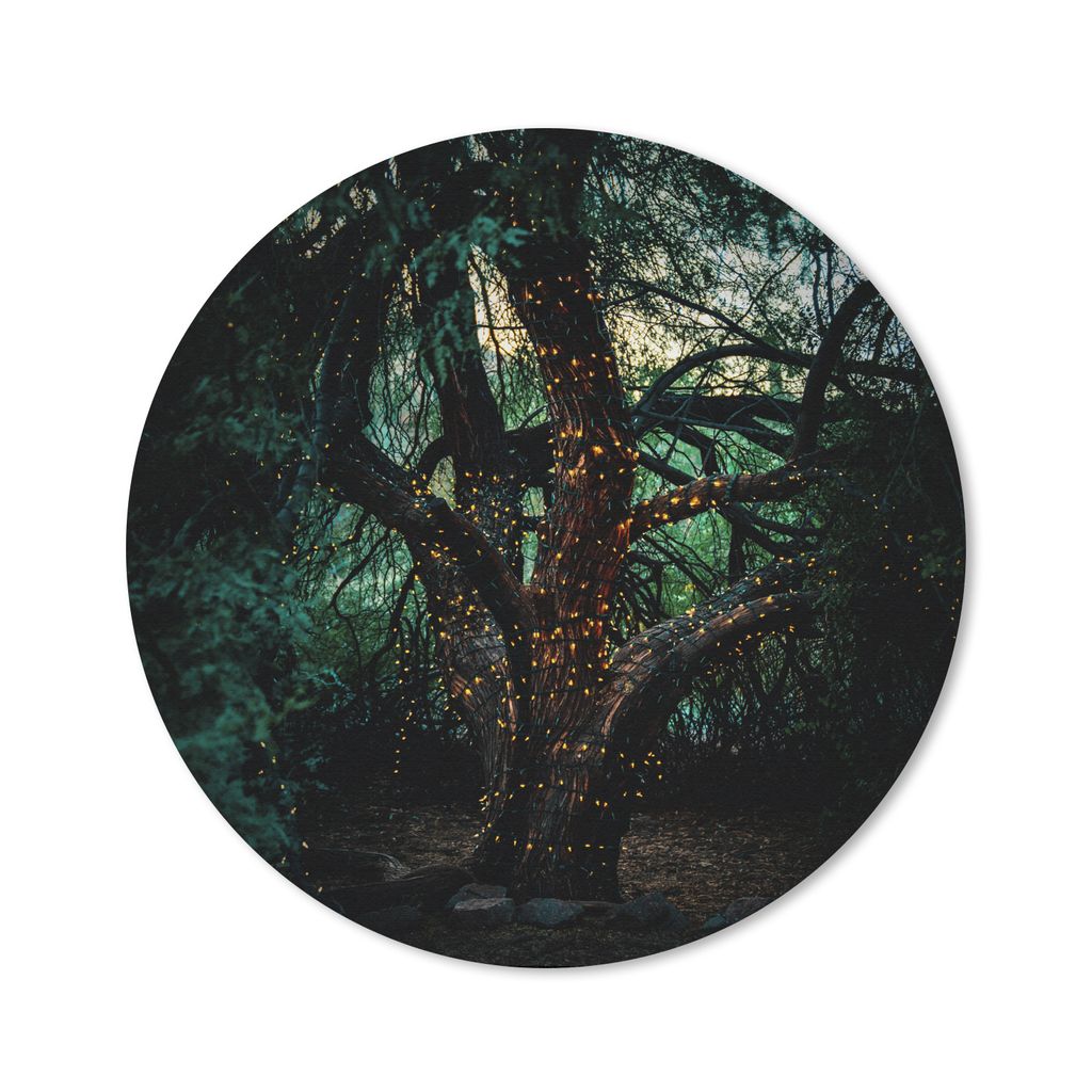 MuchoWow Mauspad Mousepad Baum - Glühwürmchen - Natur 20x20 cm - Mousepads - Maus Mat - Pad - Mausunterlage - Schreibtischmatte