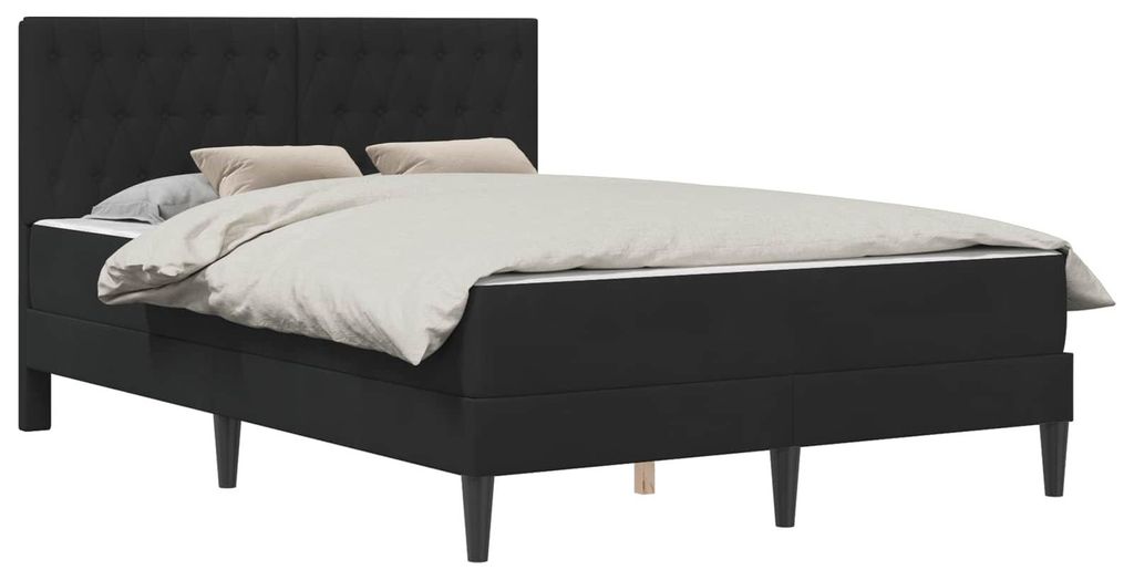 vidaXL Bettgestell mit Matratze Schwarz 120 x 190 cm Samt