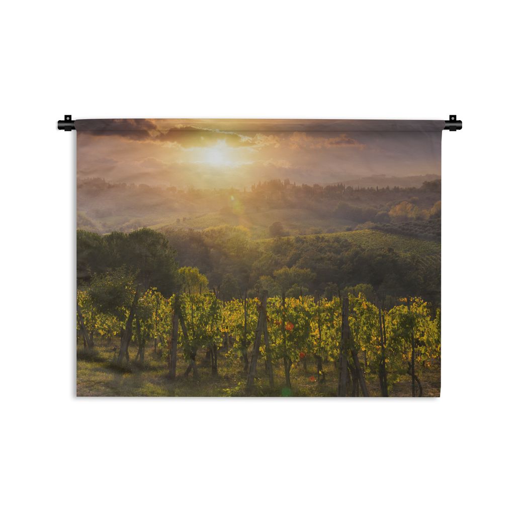 MuchoWow Wandteppich Wandbehang Sonnenaufgang über den italienischen Feldern von San Gimignano 60x45 cm Tapisserie Dekoration Wandtuch - Das Sch...
