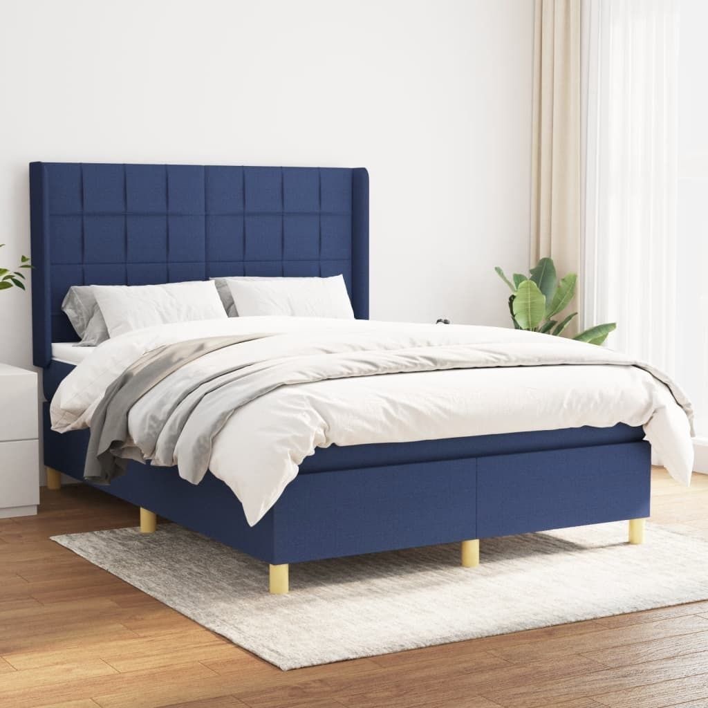 Maison Exclusive - Boxspringbett mit Matratze Blau 140x190 cm Stoff