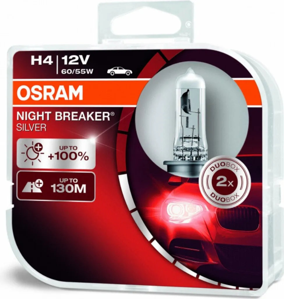 Osram Night Breaker Silver H4 12V 60/55W - Kit Lampade Alta Visibilità