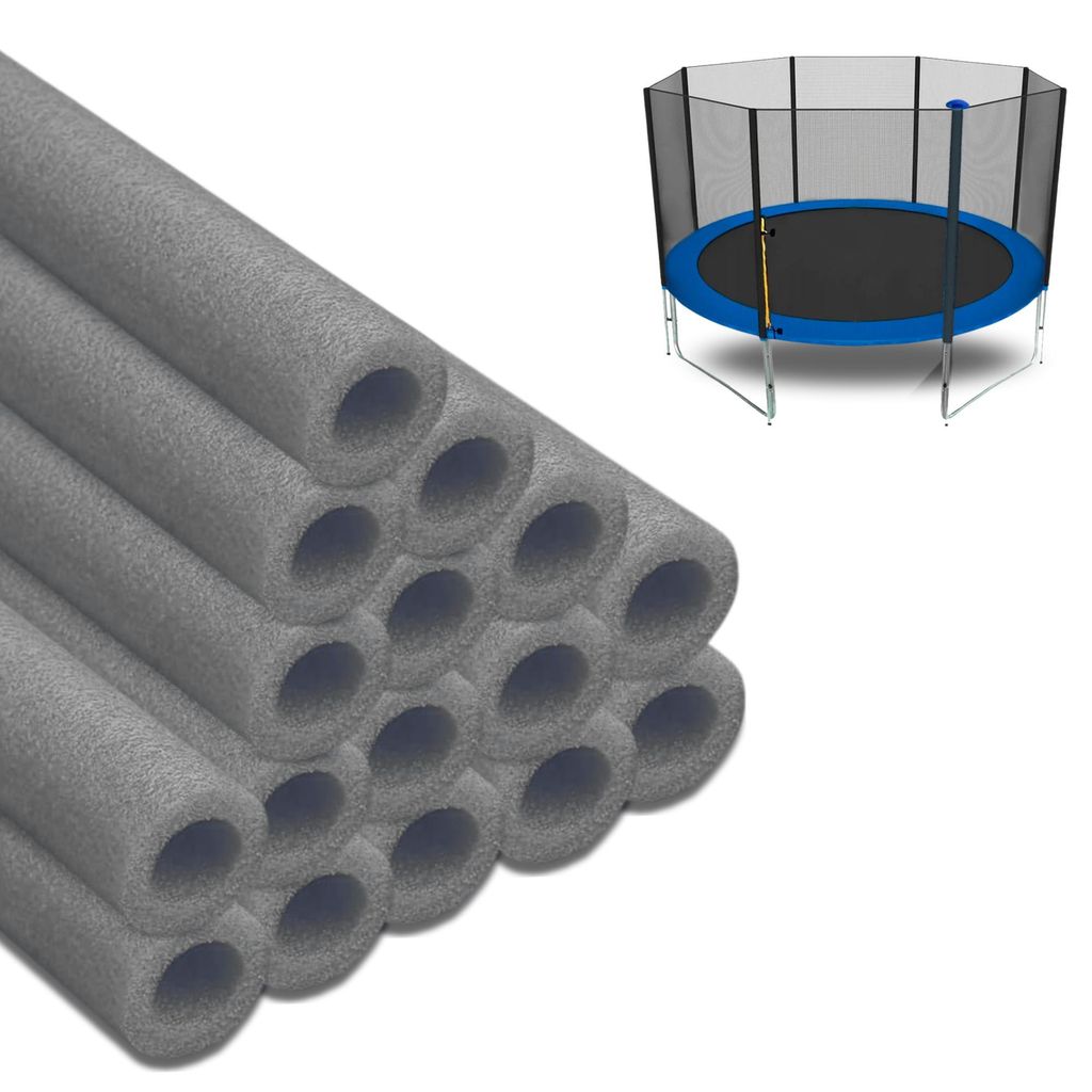 Trampolin Schaumstoffrohre 8er-Set – Stangenschutz 180 cm, Ø 50/30 mm – Schaumstoffhülsen witterungsbeständig, EU, Anthrazit