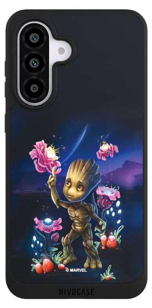 NIVOCASE Handyhülle für Samsung Galaxy A56 5G Hülle NIVOpure Case Schwarz Marvel Guardians Of The Galaxy Baby Groot