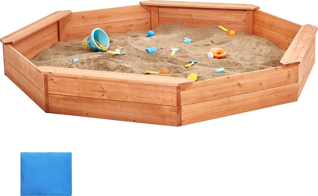 Sabbiera per Bambini SucceBuy Ottagonale in Legno da Esterno