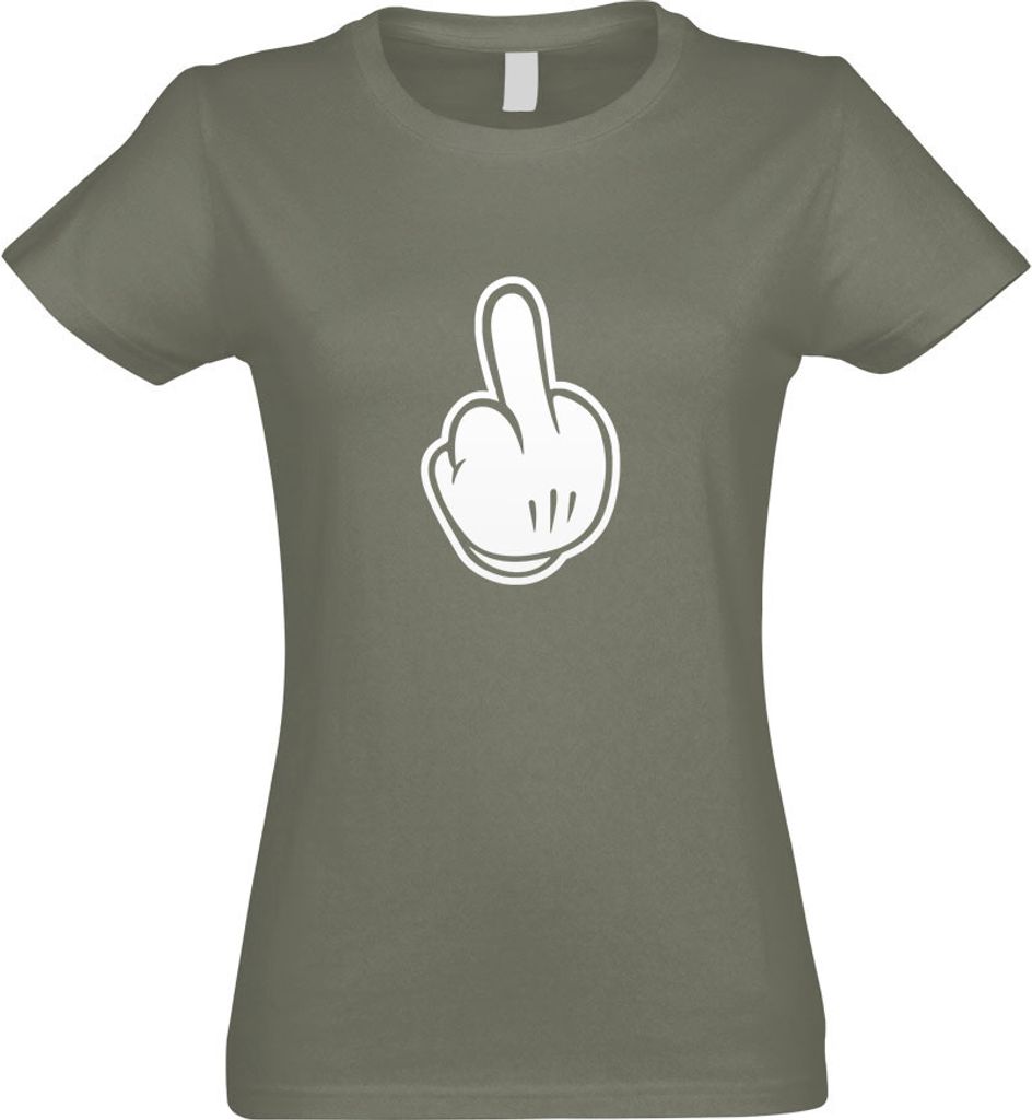 Kiwistar - T-Shirt tailliert - Damen - Olive - Mittelfinger - Fuck Fick Dich! - mit Motiv Bedruckt - Funshirt Design - Sport - Freizeit - Damen - M