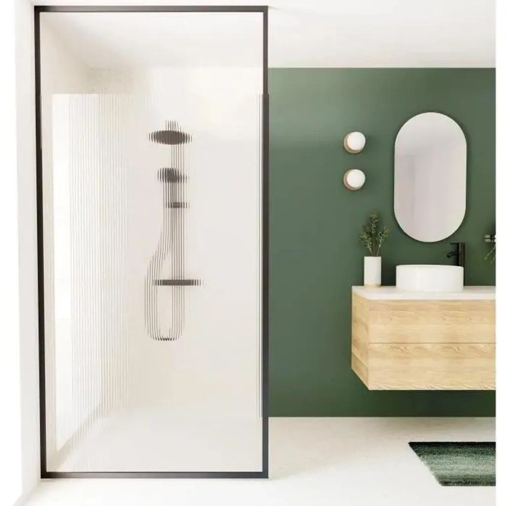 Paroi de douche italienne en verre noir rainuré 120 cm HOME GENERATION