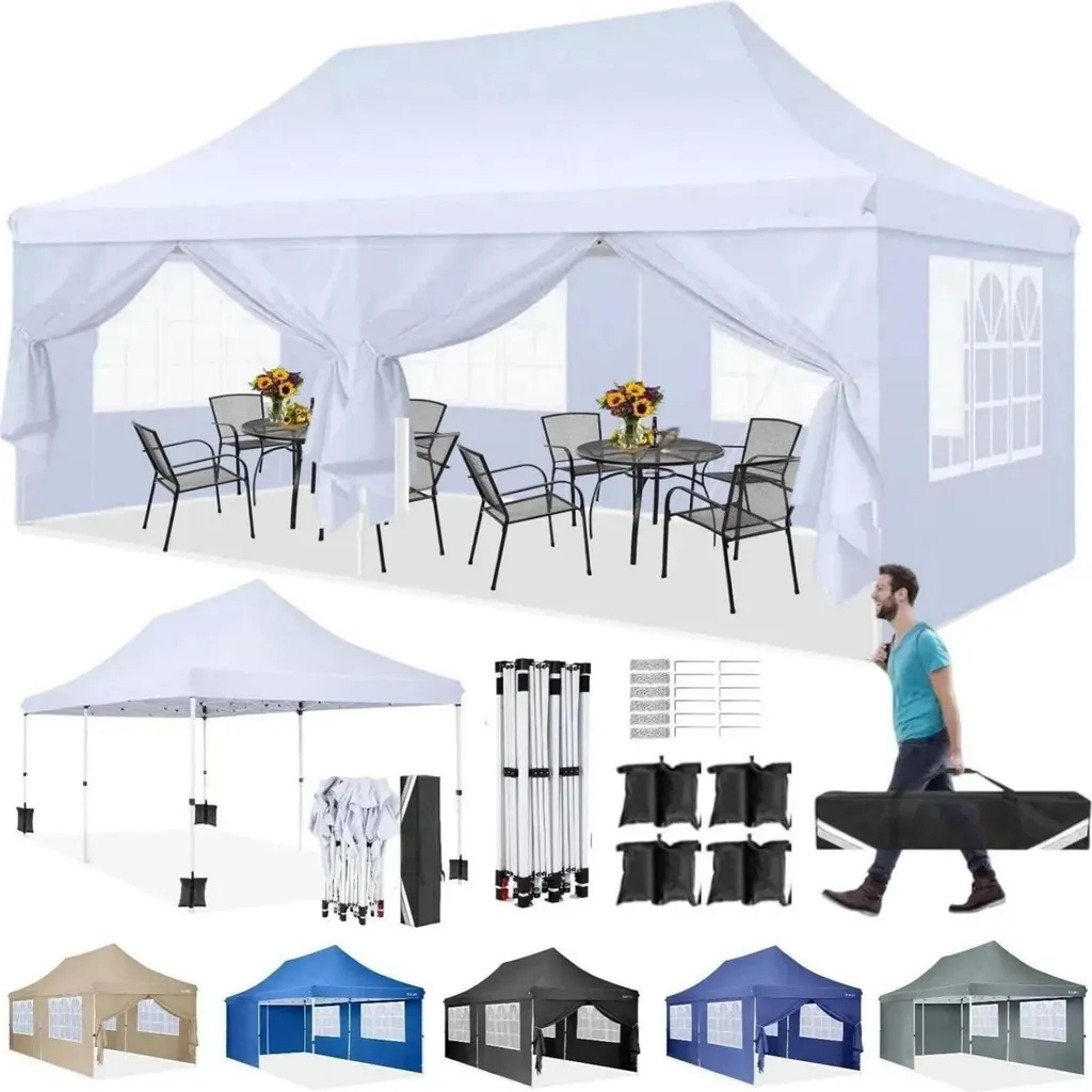 Barnum pliable blanc étanche et réglable pour réception et jardin - 3m
