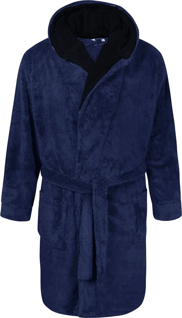 Robe de chambre épaisse Duke D555 Newquay à capuche bleu marine en 5XL