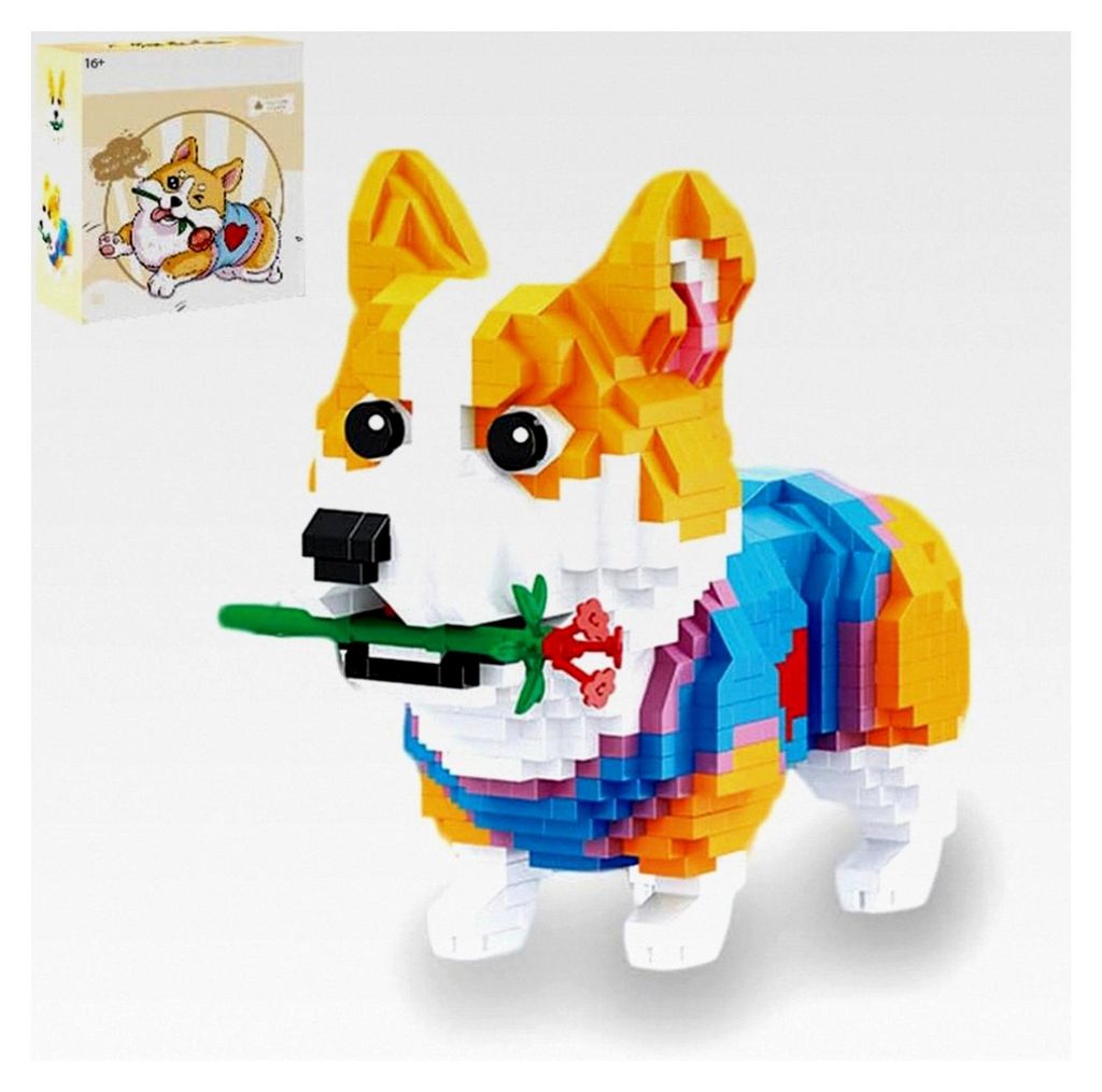 Niedlicher Hund Mikro-Bausteine, 997 Teile Corgi Klemmbausteine Spielzeugmodell, DIY Mini-Bausteine Spielzeug, Geschenk für Jugendliche und Erwach...