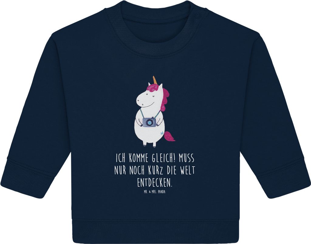 Mr. & Mrs. Panda Organic Baby Pullover Einhorn Fotograf 12. - 18. Monat - French Navy - Geschenk, Einhörner, Bullover, Unicorn, Tourist, Kamera, U...