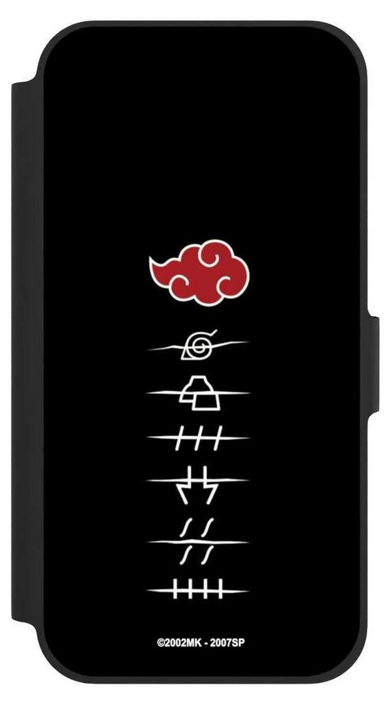 NIVOCASE Klapphülle für Apple iPhone 12 Handyhülle aus Kunst Leder NIVOflip schwarz Naruto Shippuden Offizielles Lizenzprodukt Akatsuki