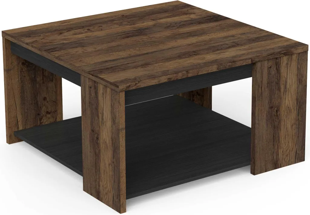 Table de salon carrée MALA 80x80 cm - Table basse design bois naturel