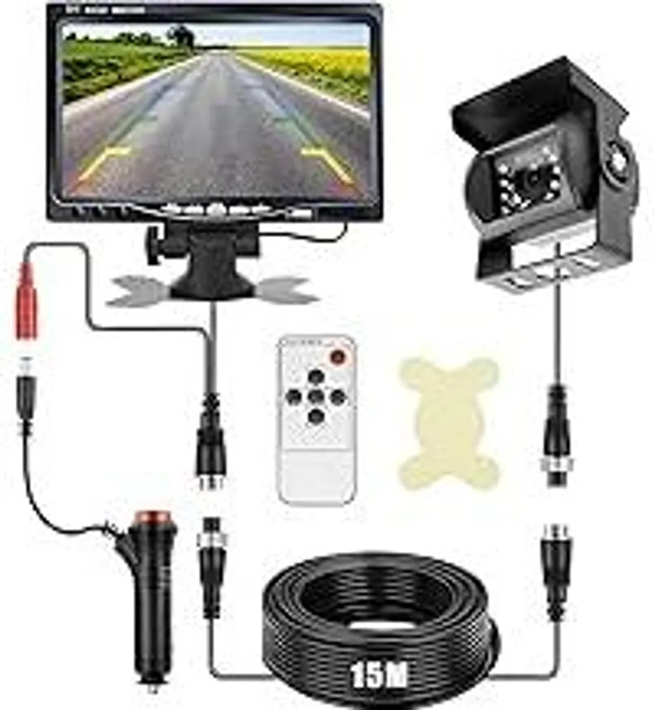 Sistema Telecamera Retromarcia Camper con Monitor 7" LCD e Cavo 15 Metri