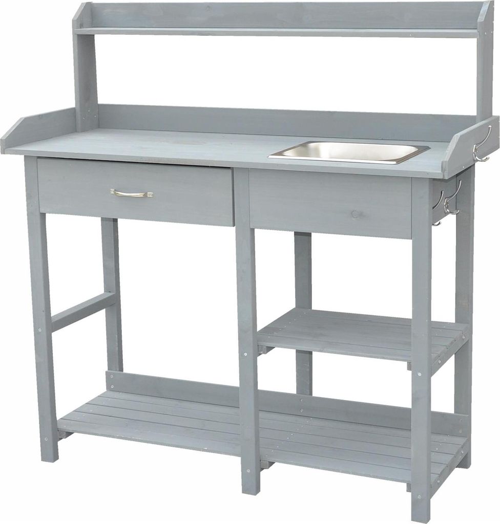 Table de jardin Table à plantes grise 117 x 45 x 121 cm Image du produit 
