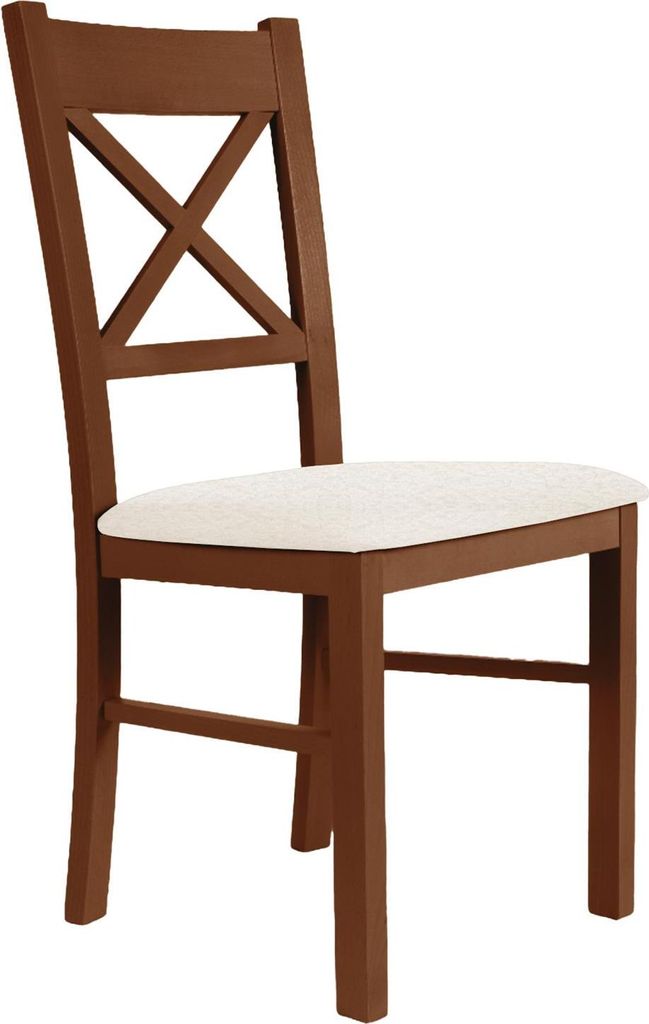 Stuhl 43x94x42 cm Esszimmerstuhl mit hohe Ruckenlehne Kate 22 Holzstuhl für Esszimmer in Boucle-Stoff, Farbe: hellbeige - catch me 01, Beinefarbe:...