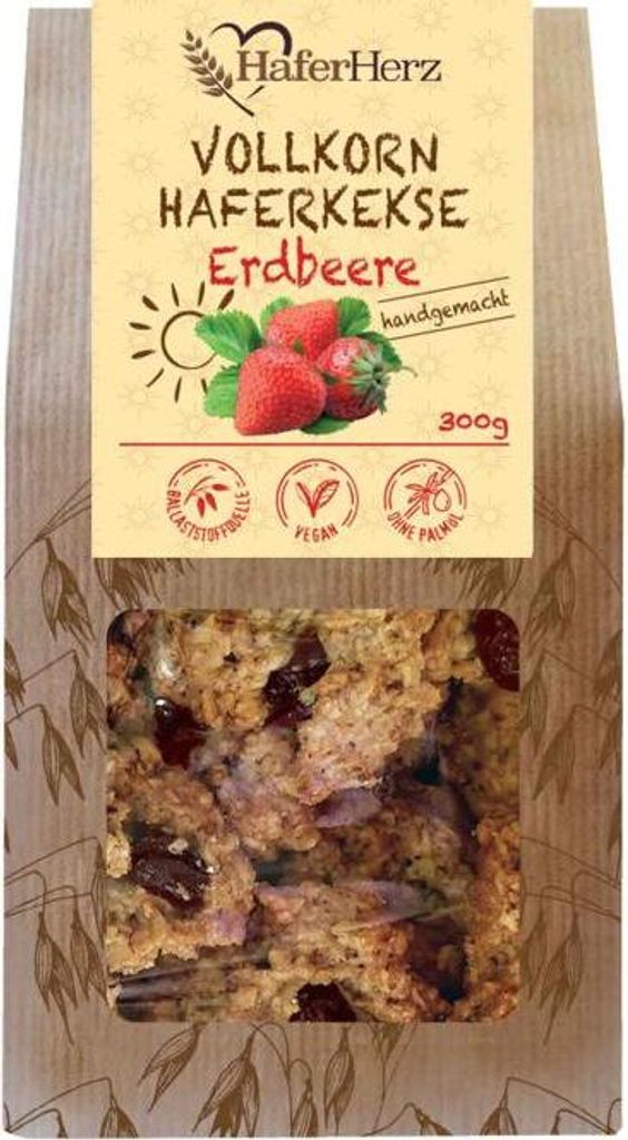 HaferHerz Vollkorn Haferkekse Erdbeere 300g Produktbild 