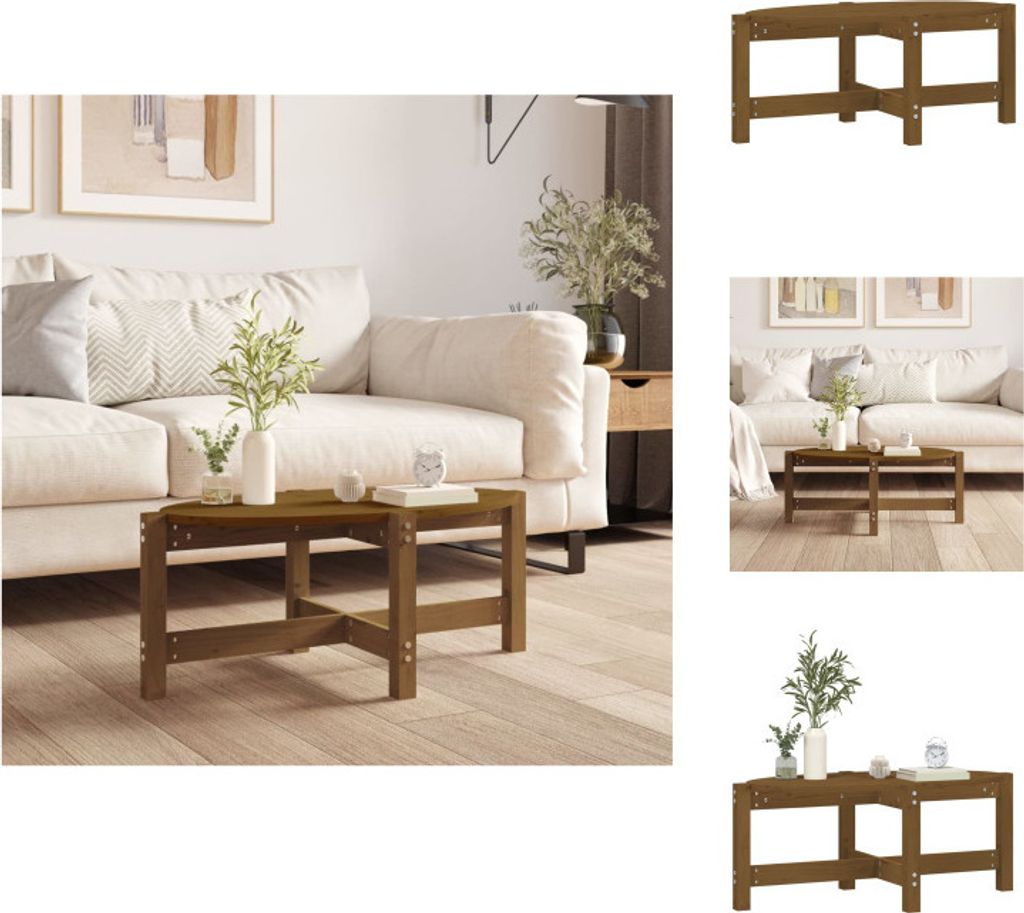 vidaXL Couchtisch Honigbraun 87x48x35 cm Massivholz Kiefer Produktbild 