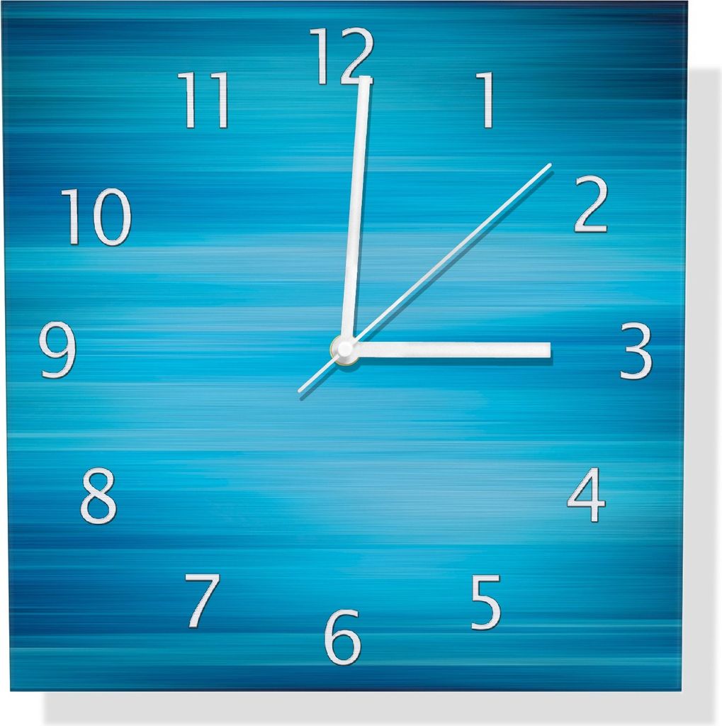 Wallario Design Wanduhr Blau und schwarz gestreift - Abstraktes Streifenmuster aus Aluverbund, Größe 30 x 30 cm