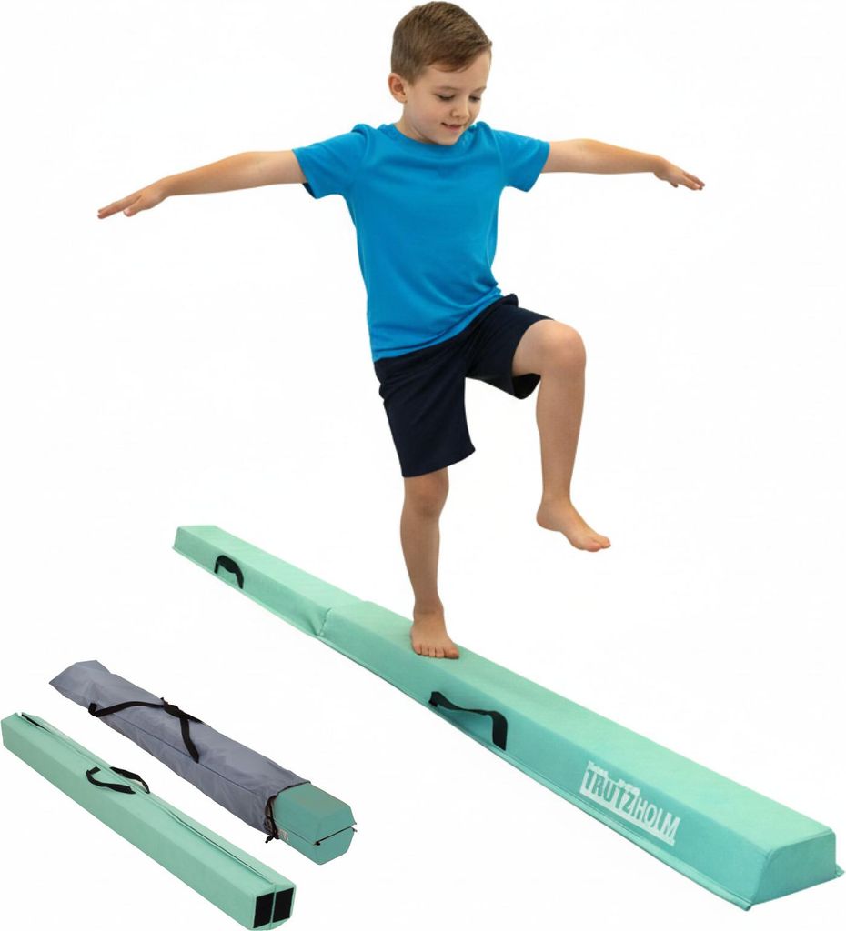 Schwebebalken 210 cm klappbar auf 105 cm mintgrün Turnbalken mit Tragetasche Balancierbalken