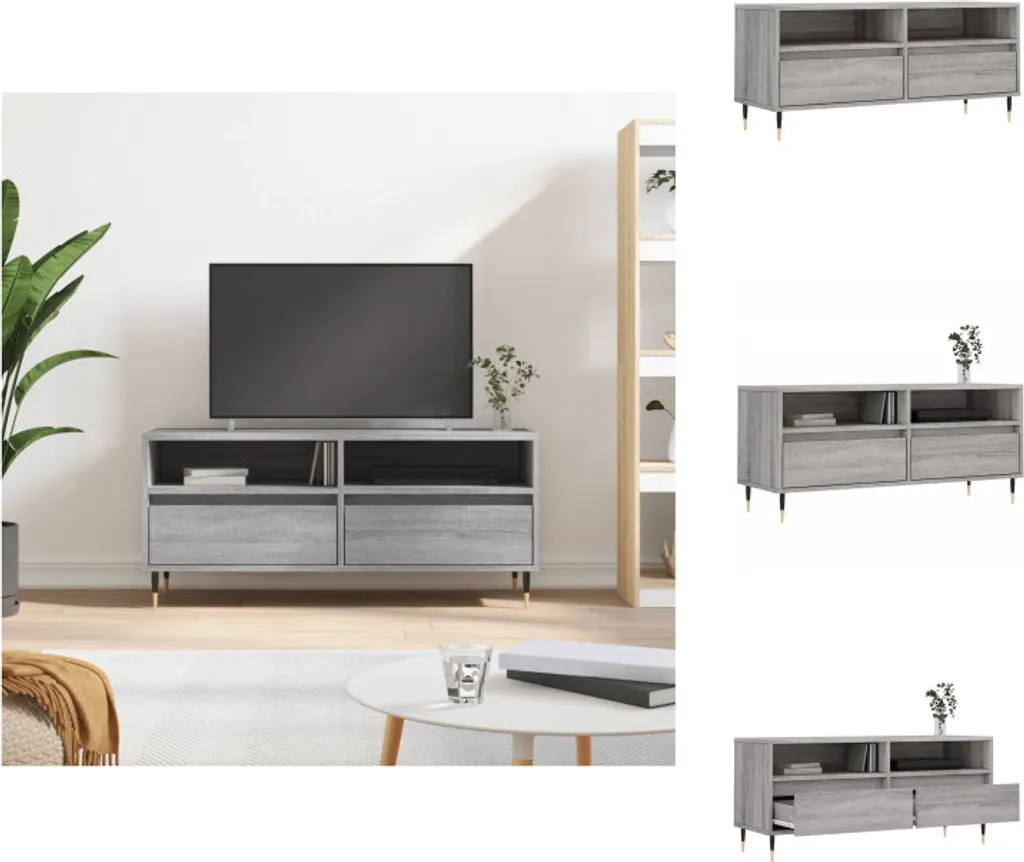 vidaXL Meuble TV Gris Sonoma 100x34,5x44,5 cm en bois composite solide